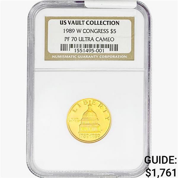 1989-W 1/4oz Gold $5 Congress NGC PF70 UC