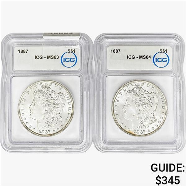 [2]1887 Morgan Silver Dollar ICG MS63-64