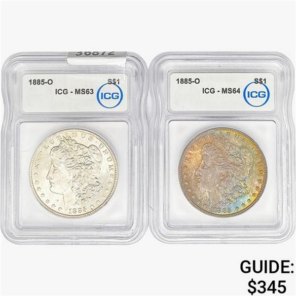 [2]1885-O Morgan Silver Dollar ICG MS63-64