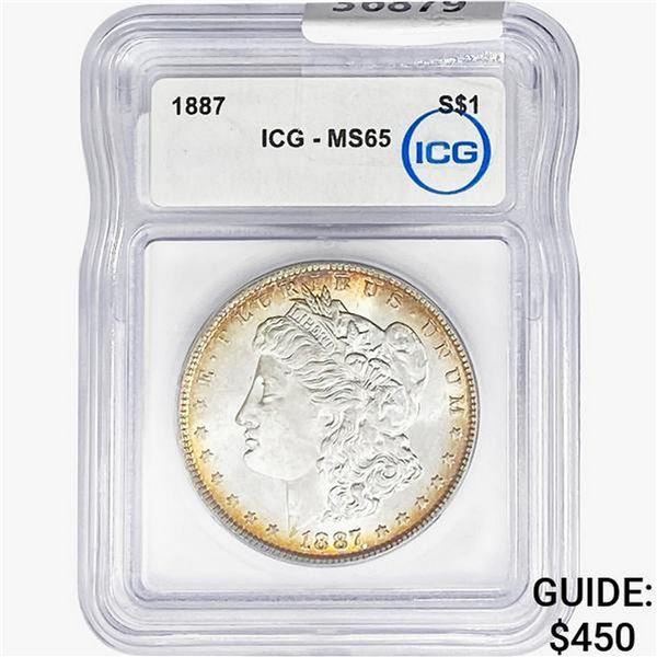1887 Morgan Silver Dollar ICG MS65