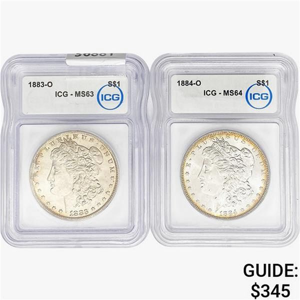 [2]1883-1884-O Morgan Silver Dollar ICG MS63-64