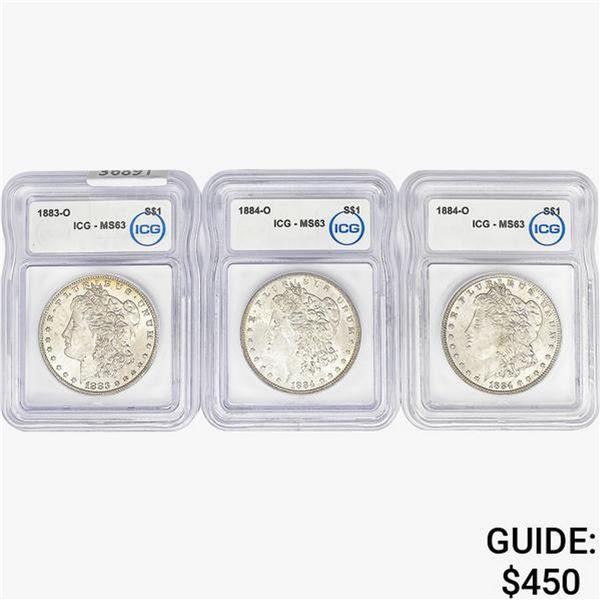[3]1883-1884-O Morgan Silver Dollar ICG MS63
