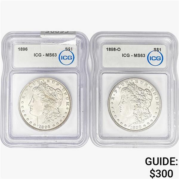 [2]1896/1898-O Morgan Silver Dollar ICG MS63
