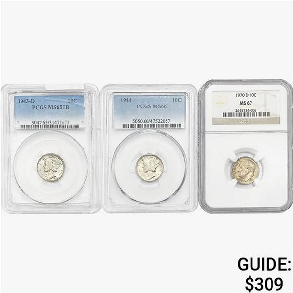 [3]1943-1970 Mercury & Roosevelt Dimes NGC/PCGS MS65-67