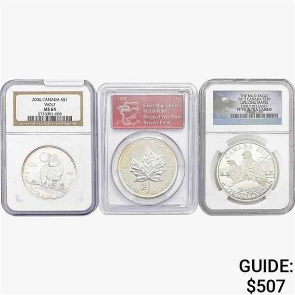 [3]2006-2013 Silver Canadian $1, $5 & $20 NGC/PCGS