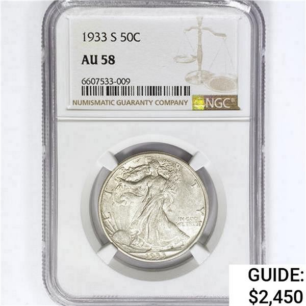 1933-S Walking Liberty Half Dollar NGC AU58