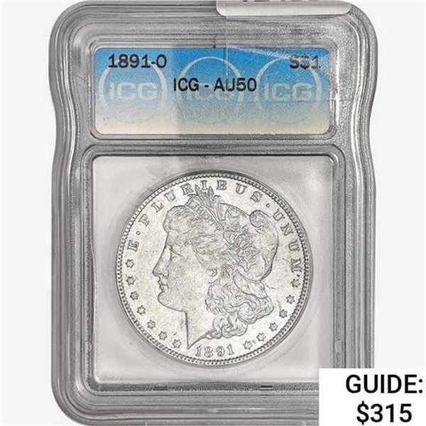 1891-O Morgan Silver Dollar ICG AU50