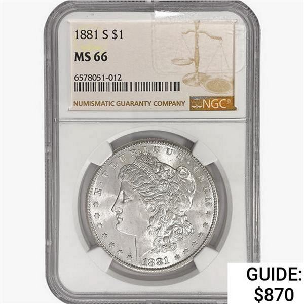 1881-S Morgan Silver Dollar NGC MS66