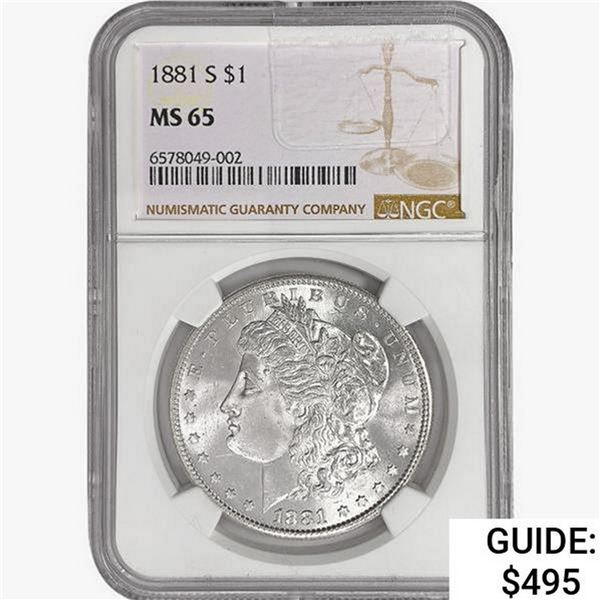 1881-S Morgan Silver Dollar NGC MS65