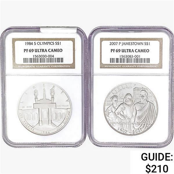 [2] 1984-S & 2007-P S$1 Olympics/Jamestown NGC PF69 ULTRA CAMEO
