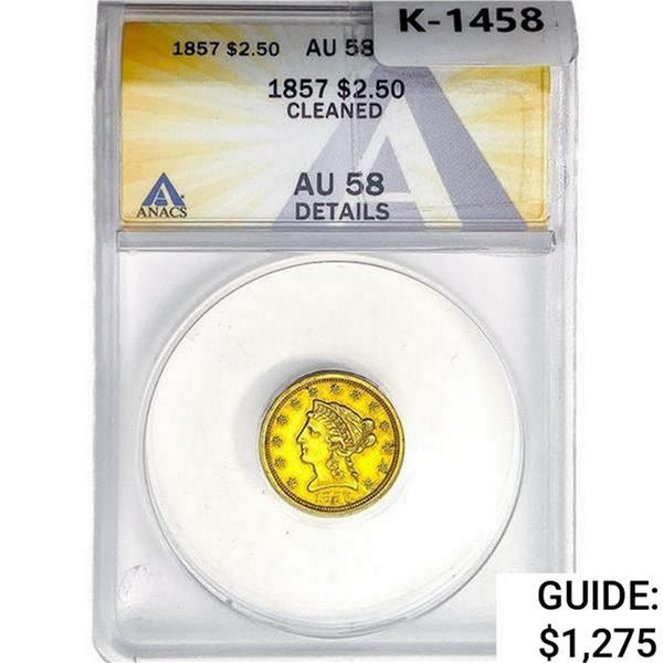 1857 $2.50 Gold Quarter Eagle ANACS AU58 Details