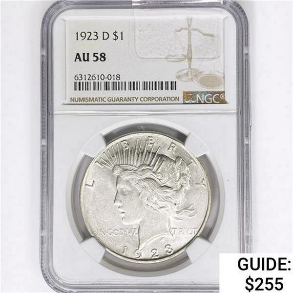 1923-D Silver Peace Dollar NGC AU58