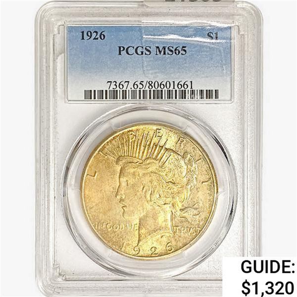 1926 Silver Peace Dollar PCGS MS65