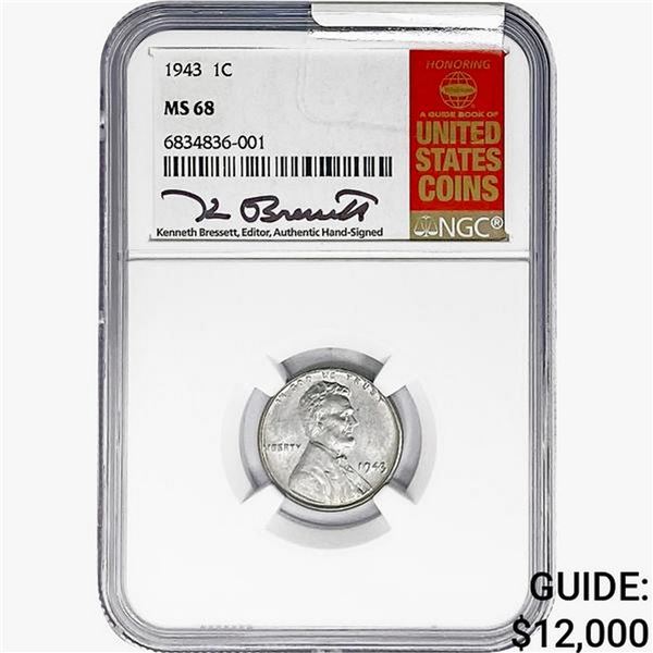 1943 Wheat Cent NGC MS68