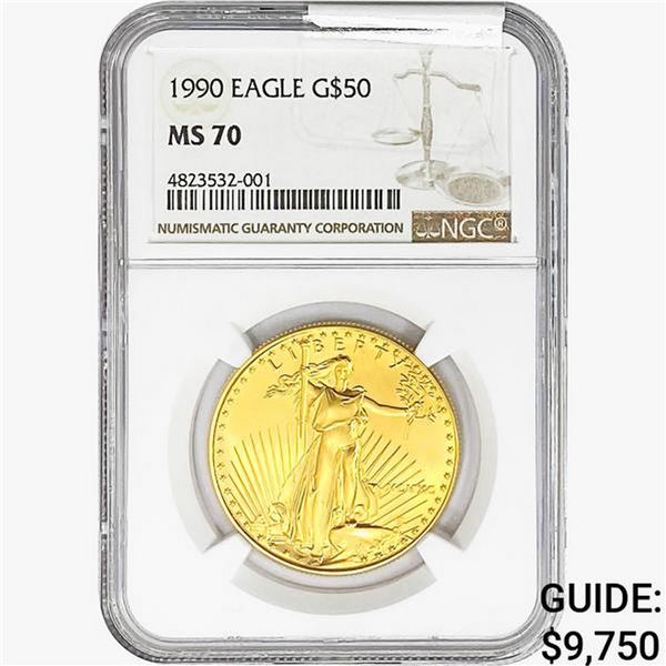 1990 1oz $50 AGE NGC MS70