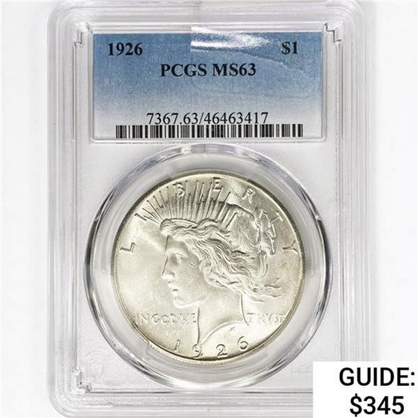 1926 Silver Peace Dollar PCGS MS63