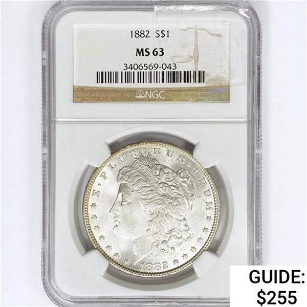 1882 Morgan Silver Dollar NGC MS63
