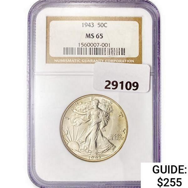 1943 Walking Liberty Half Dollar NGC MS65