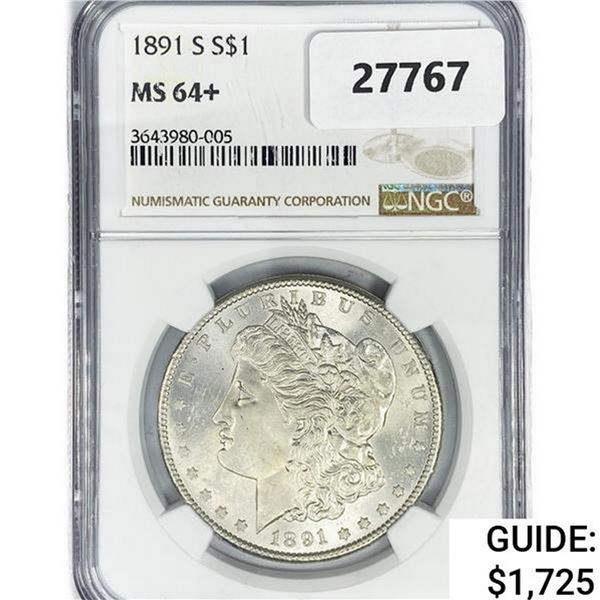 1891-S Morgan Silver Dollar NGC MS64+