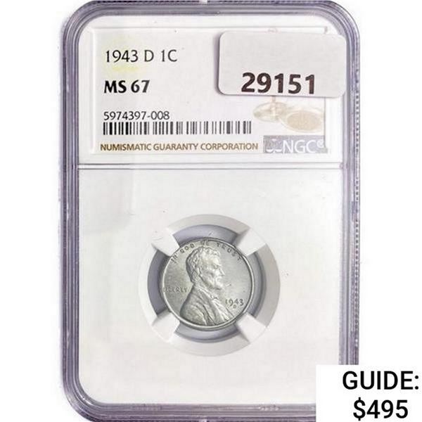 1943-D Wheat Cent NGC MS67