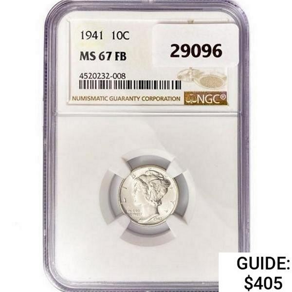 1941 Mercury Silver Dime NGC MS67 FB