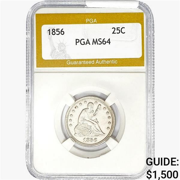 1856 Seated Liberty Quarter PGA MS64
