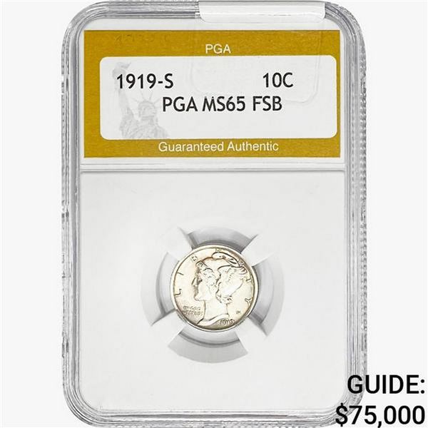 1919-S Mercury Silver Dime PGA MS65 FSB
