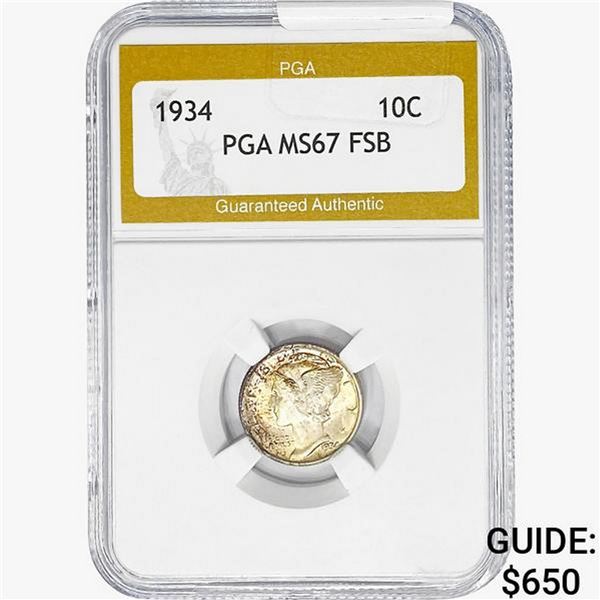 1934 Mercury Silver Dime PGA MS67 FSB