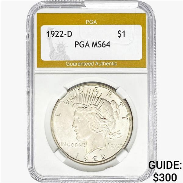 1922-D Silver Peace Dollar PGA MS64