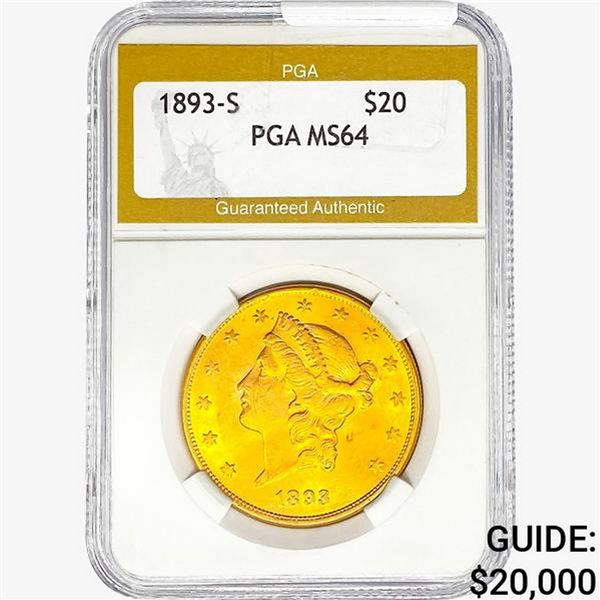 1893-S $20 Gold Double Eagle PGA MS64