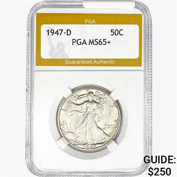 1947-D Walking Liberty Half Dollar PGA MS65+