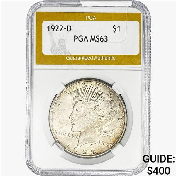 1922-D Silver Peace Dollar PGA MS63