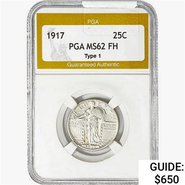 1917 Standing Liberty Quarter PGA MS62 FH Type 1