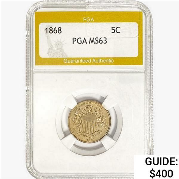 1868 Shield Nickel PGA MS63