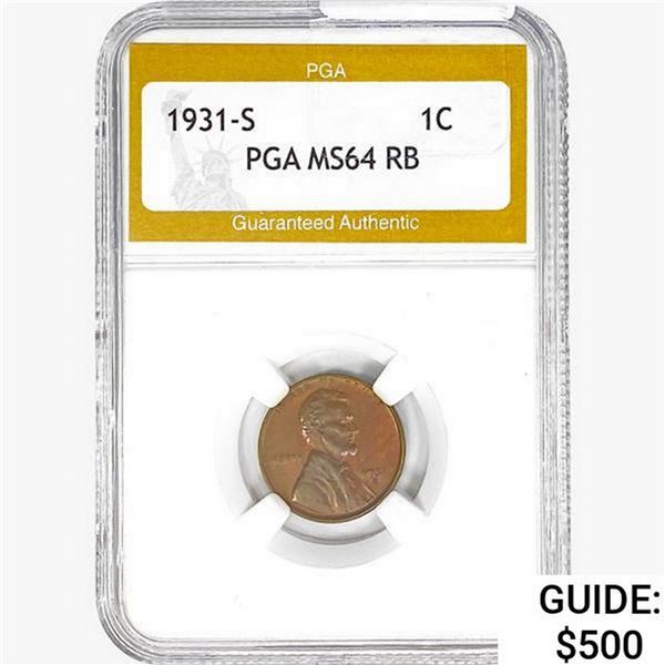 1931-S Wheat Cent PGA MS64 RB