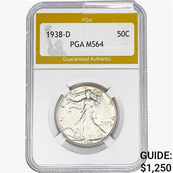1938-D Walking Liberty Half Dollar PGA MS64