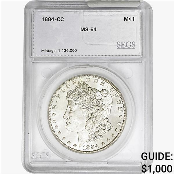 1884-CC Morgan Silver Dollar SEGS MS64