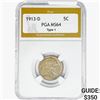 Image 1 : 1913-D Buffalo Nickel PGA MS64 Type 1