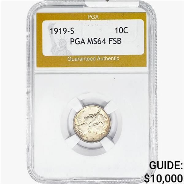 1919-S Mercury Silver Dime PGA MS64 FSB