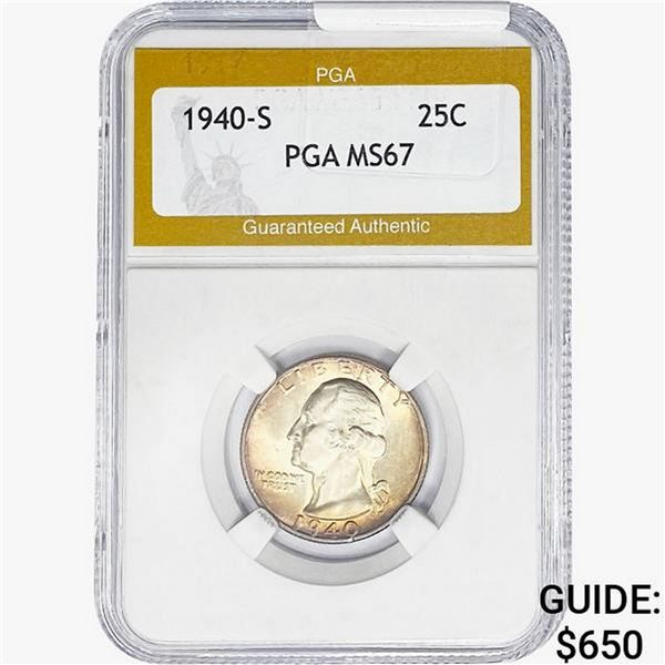 1940-S Washington Silver Quarter PGA MS67