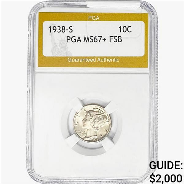 1938-S Mercury Silver Dime PGA MS67+ FSB