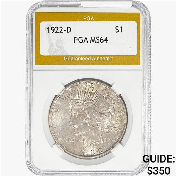 1922-D Silver Peace Dollar PGA MS64