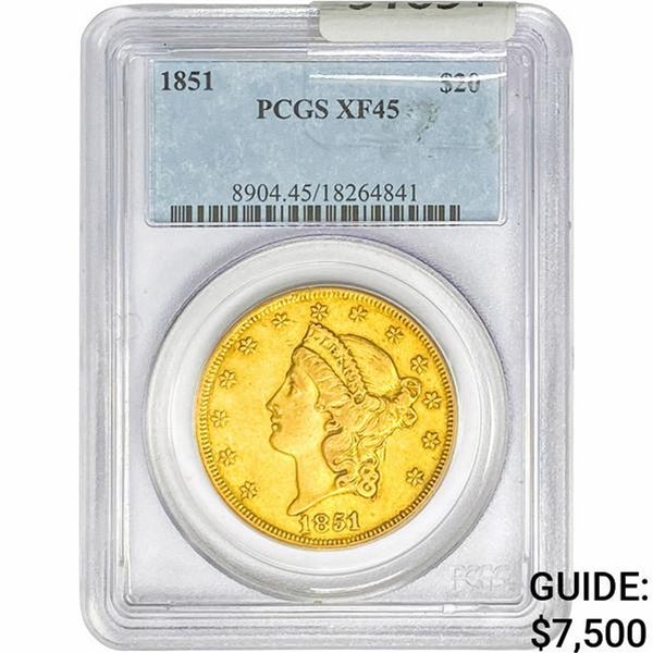1851 $20 Gold Double Eagle PCGS XF45
