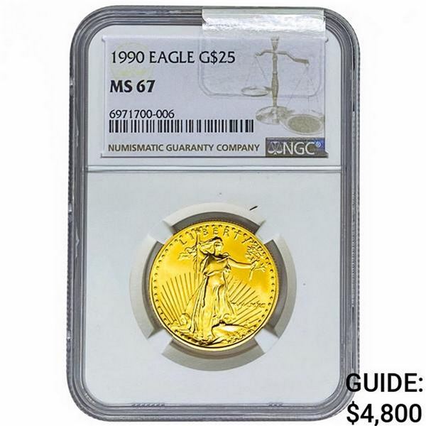 1990 1/2oz $25 AGE NGC MS67