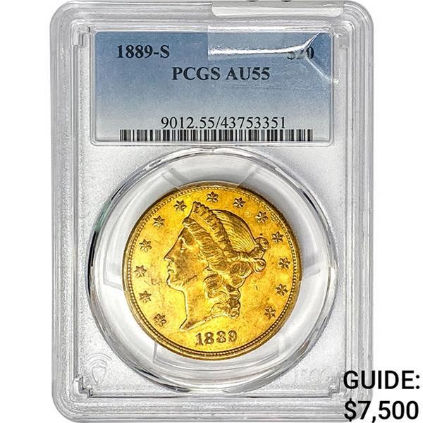 1889-S $20 Gold Double Eagle PCGS AU55