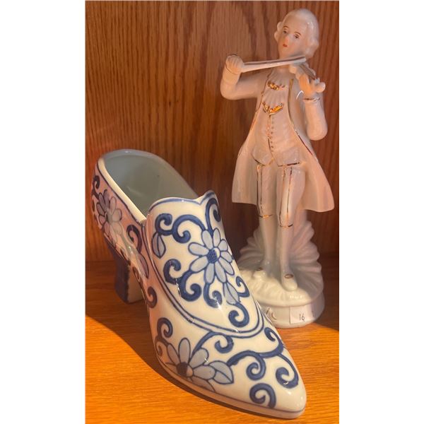 Porcelain Figurine w/ Navy Blue Decorative High Heel Shoe