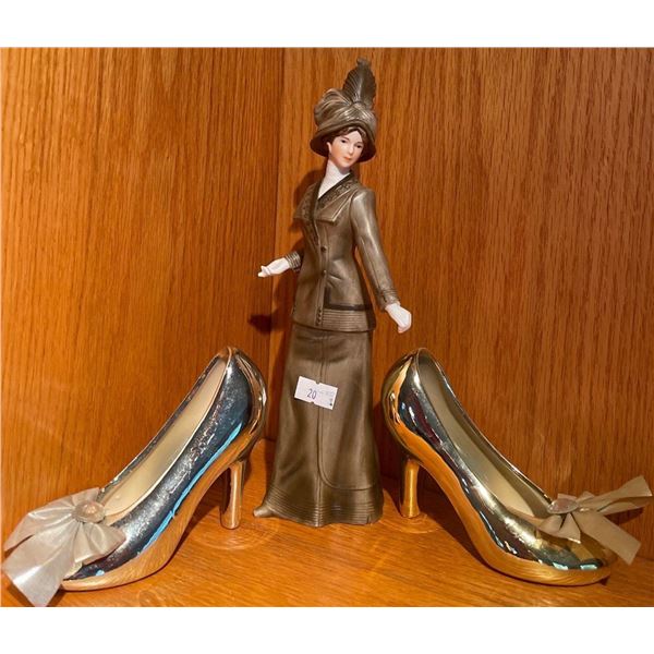 "Lilian" by Home Interiors 10T Figurine w/ Metallic Ceramic Pumps