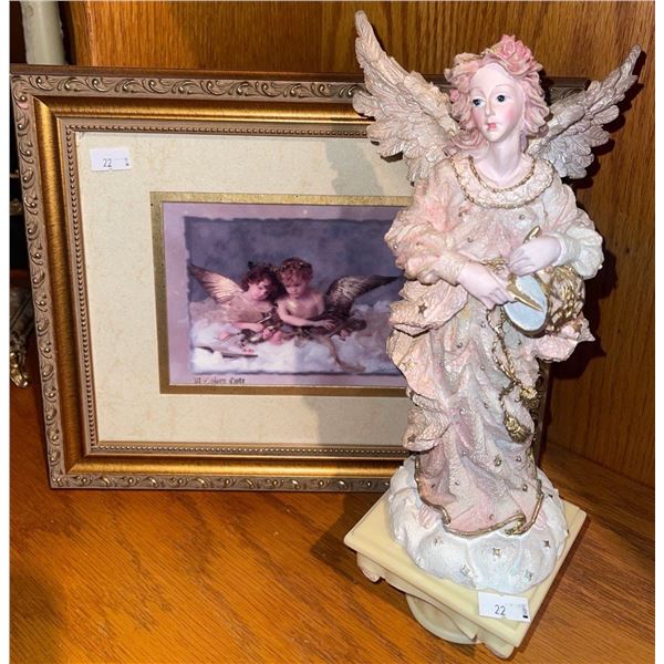 Decorative Angel Strumming Drum 11T w/ Cherub Wall Hanging 12x10