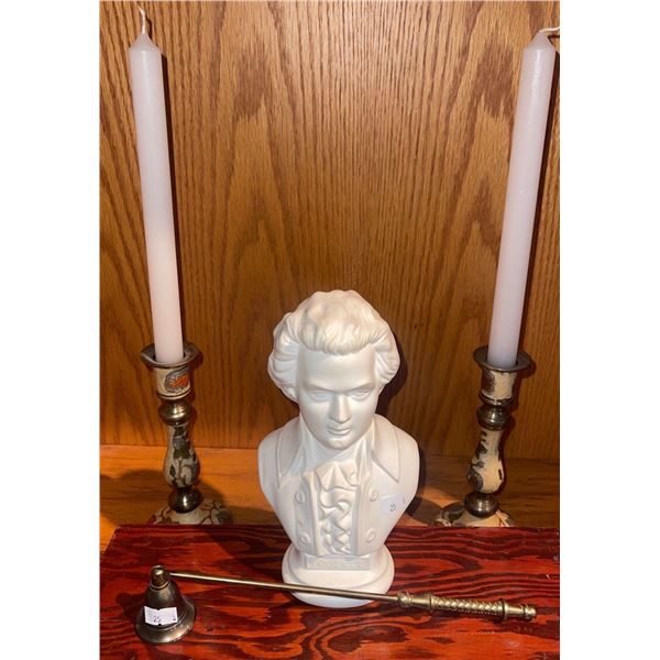 Mozart Ceramic Figurine 9T w/ Decorative Dinner Time Candle Holders