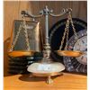 Image 1 : Antique Miniature Scales w/ Table Clock Stone Coasters Bell & More